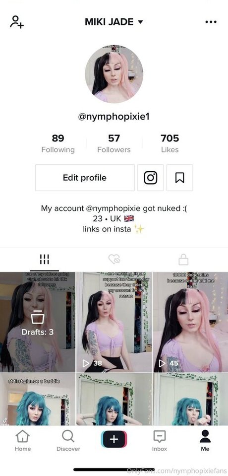 Naken lekkede OnlyFans-bilde av Nymphopixiefans